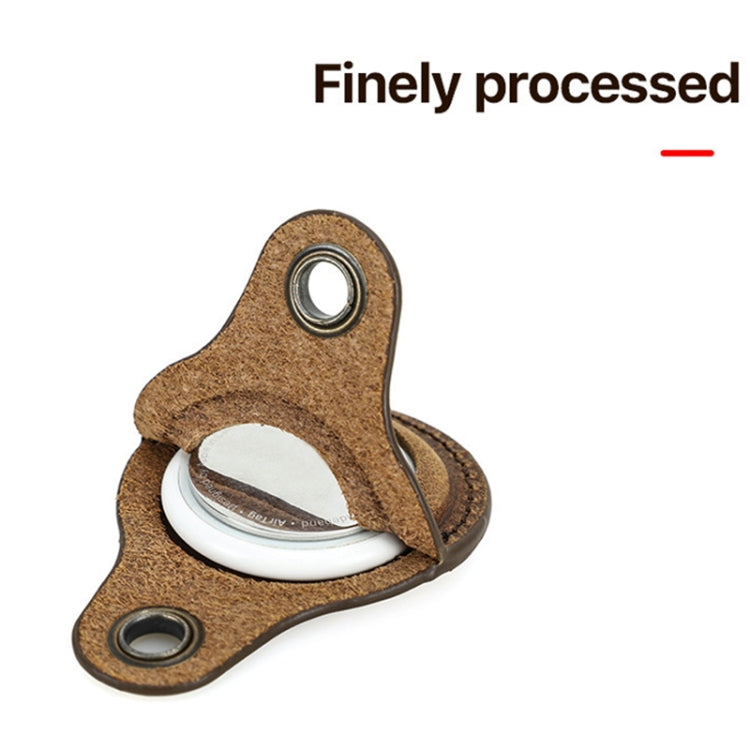 For Airtag CONTACTS FAMILY CF1139 First-layer Cowhide Tracker Protective Case Pet Locator Leather Case(Dark Brown) - Key Chain Series by CONTACTS FAMILY | Online Shopping South Africa | PMC Jewellery | Buy Now Pay Later Mobicred