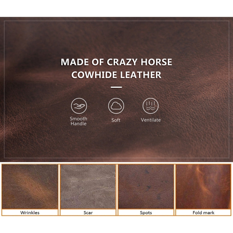 For Airtag CONTACTS FAMILY CF1139 First-layer Cowhide Tracker Protective Case Pet Locator Leather Case(Dark Brown)