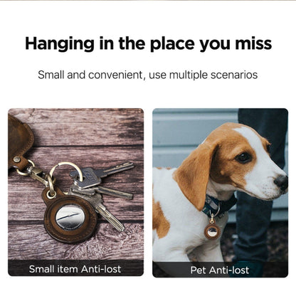 For Airtag CONTACTS FAMILY CF1139 First-layer Cowhide Tracker Protective Case Pet Locator Leather Case(Dark Brown) - Key Chain Series by CONTACTS FAMILY | Online Shopping South Africa | PMC Jewellery | Buy Now Pay Later Mobicred