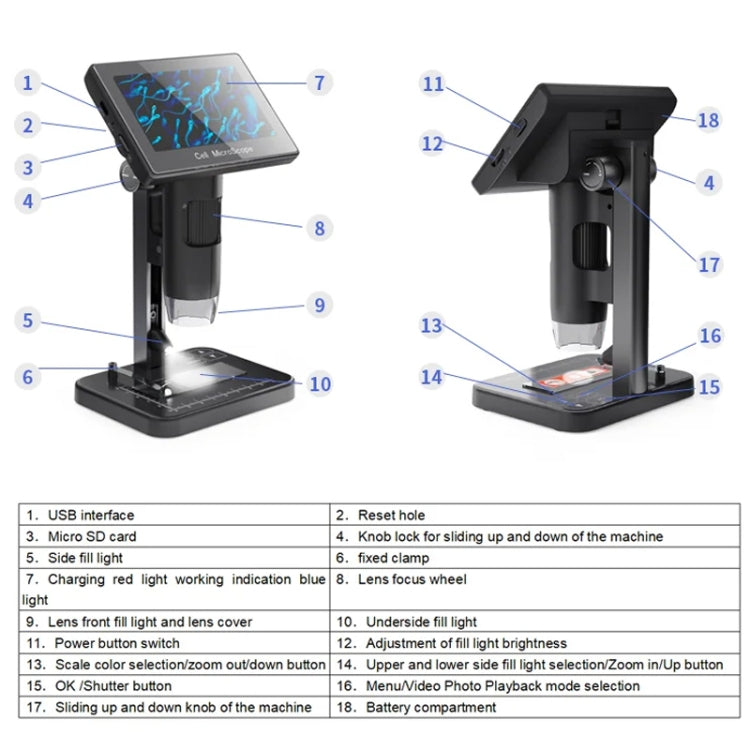 HD Electronic Digital Microscope 5 Inch Screen Touch Key 8000X Biological Cell Electronic Magnifying Glass - free shipping - PMC Jewellery - Order now!