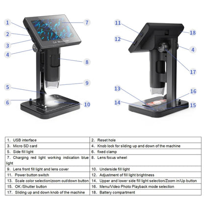HD Electronic Digital Microscope 5 Inch Screen Touch Key 8000X Biological Cell Electronic Magnifying Glass - free shipping - PMC Jewellery - Order now!