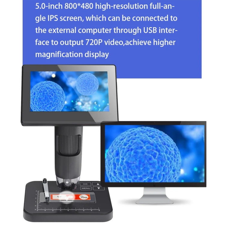 HD Electronic Digital Microscope 5 Inch Screen Touch Key 8000X Biological Cell Electronic Magnifying Glass - free shipping - PMC Jewellery - Order now!