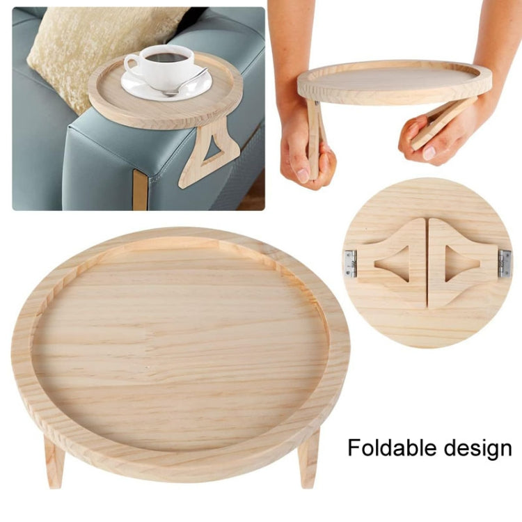 25cm Foldable Sofa Round Tray Home Couch Armrest Pallet, Style: Pine Wood - Shelf & Hooks by PMc TechLife | Online Shopping South Africa | PMc TechLife | Buy Now Pay Later Mobicred