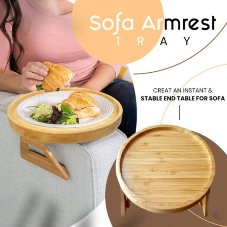 25cm Foldable Sofa Round Tray Home Couch Armrest Pallet, Style: Pine Wood - Shelf & Hooks by PMc TechLife | Online Shopping South Africa | PMc TechLife | Buy Now Pay Later Mobicred