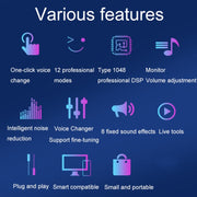 S9 Mobile Phone Computer Live Sound Card Voice Changer Game Karaoke Recording Audio Transformer(English)