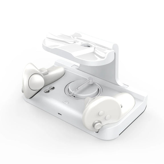 For Meta Quest 3 Headset Charging Base with Dazzle Lights VR Grip Charging Stand(White)