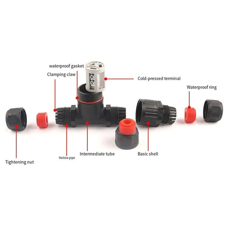 Outdoor T-Wire Terminal Block Three Pole Male And Female Docking Waterproof Connector(Black) - Connector & Plug by PMC TechLife | Online Shopping South Africa | PMC TechLife | Buy Now Pay Later Mobicred