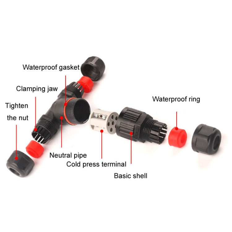 Outdoor T-Wire Terminal Block Five Pole Male And Female Docking Waterproof Connector(Black) - Connector & Plug by PMC TechLife | Online Shopping South Africa | PMC TechLife | Buy Now Pay Later Mobicred