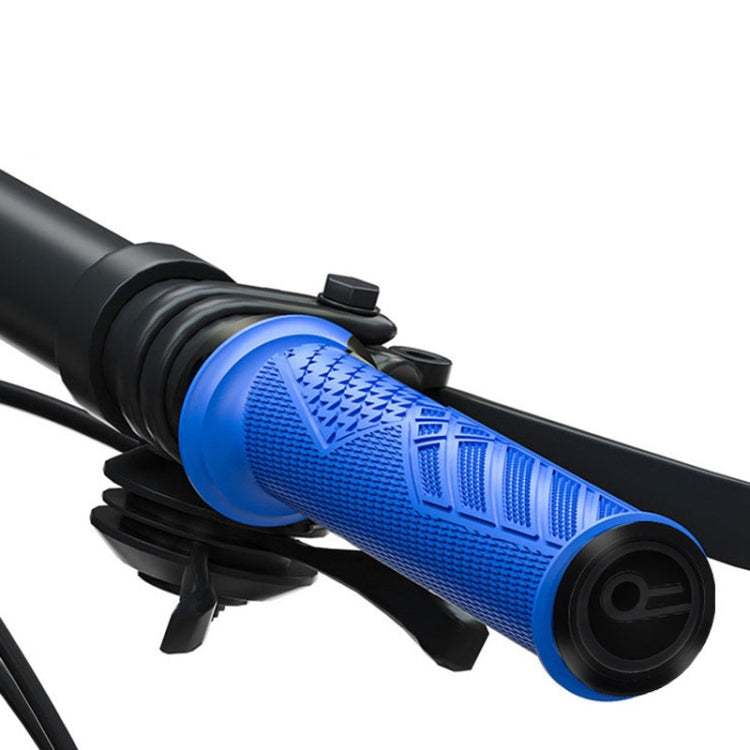 ENLEE 1pair Silicone Bicycle Covers Lockable Cycling Grips With Handlebar Blocking(Blue)