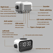 15W 3-In-1 Ambient Light Digital Display Clock Bluetooth Speaker Magnetic Wireless Charger(White)