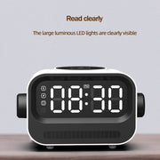 15W 3-In-1 Ambient Light Digital Display Clock Bluetooth Speaker Magnetic Wireless Charger(White)