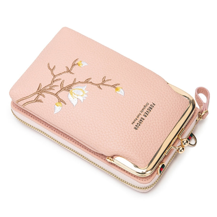Mini Embroidered Single-shoulder Phone Bag Crossbody Long Ladies Wallet, Color: Gray - Single-shoulder Bags by PMC TechLife | Online Shopping South Africa | PMC TechLife