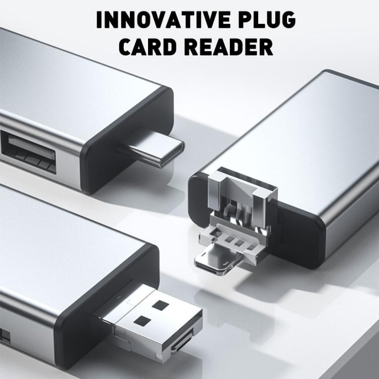 7 in 1 OTG SD Card Reader USB Type-C Adapter TF SD SIM PIN Storage Box(Black) -  by PMC Jewellery | Online Shopping South Africa | PMC Jewellery | Buy Now Pay Later Mobicred