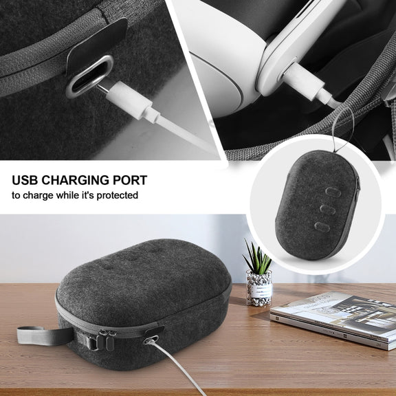 JYS-MQ018 For Apple Vision Pro / Meta Quest 3 VR Glasses Storage Bag Anti-fall and Anti-scrape Portable Bag(Grey)