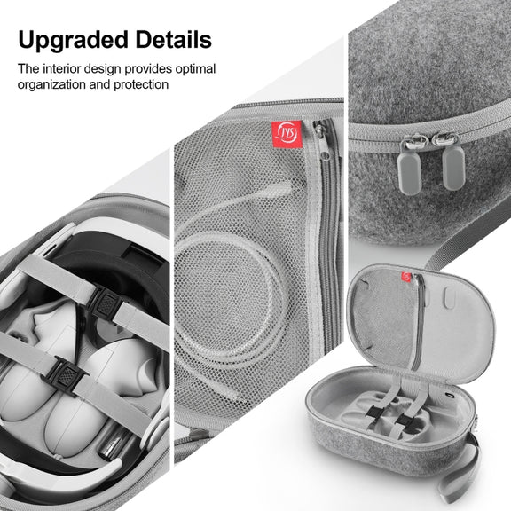 JYS-MQ018 For Apple Vision Pro / Meta Quest 3 VR Glasses Storage Bag Anti-fall and Anti-scrape Portable Bag(Grey)