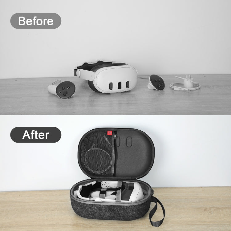 JYS-MQ018 For Apple Vision Pro / Meta Quest 3 VR Glasses Storage Bag Anti-fall and Anti-scrape Portable Bag(Black)
