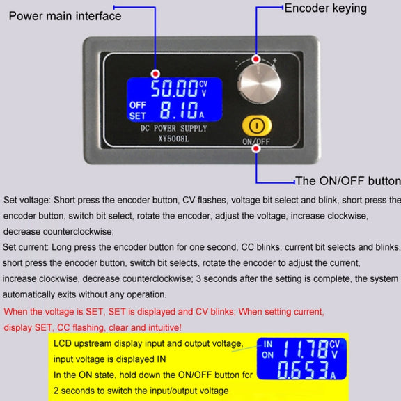 50V 8A DC Numerical Control Lithium Battery Step-Down Power Supply, Model: XY5008L