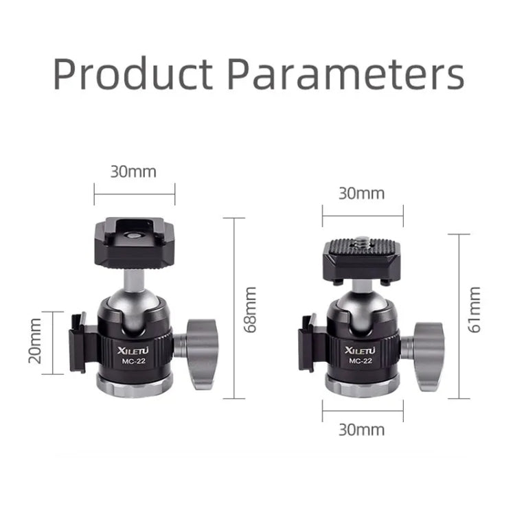 XILETU  MC-22 Mini Tripod Ball Head Double Cold Shoe Design With 1/4 Inch Screw - free shipping - PMC Jewellery - Order now!