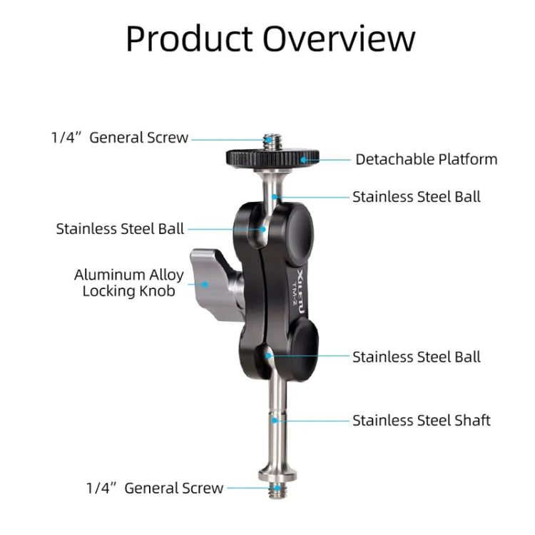 XILETU  TM Series Magic Arm With Dual Ballhead Camera Video Monitor Mount Adapter TM-4