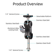 XILETU  TM Series Magic Arm With Dual Ballhead Camera Video Monitor Mount Adapter TM-5