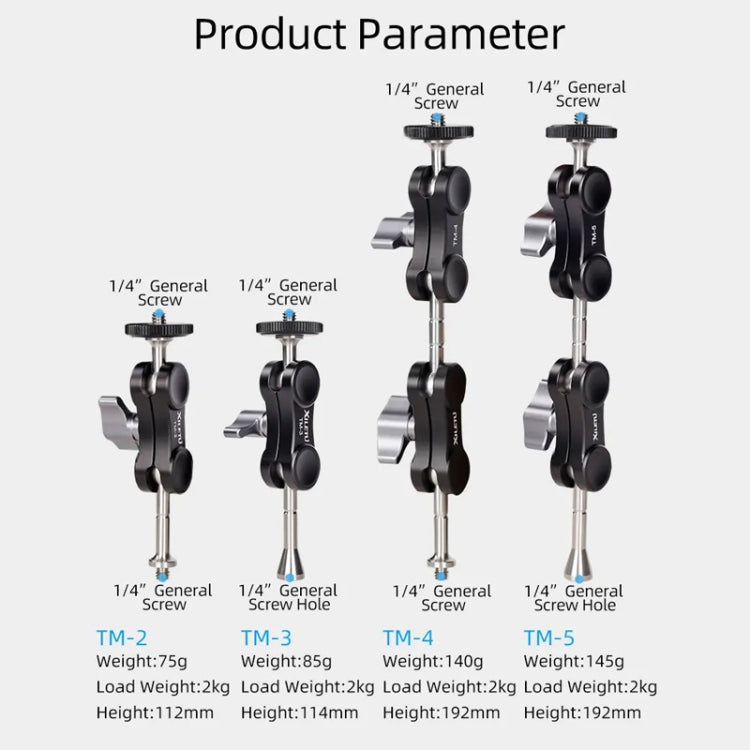 XILETU  TM Series Magic Arm With Dual Ballhead Camera Video Monitor Mount Adapter TM-4