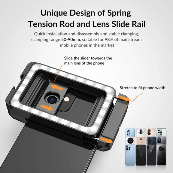 APEXEL  Multifunctional Fill Light Phone Clip With 1/4 Inch & M17 M37 Thread Tnterface APL-FL.23