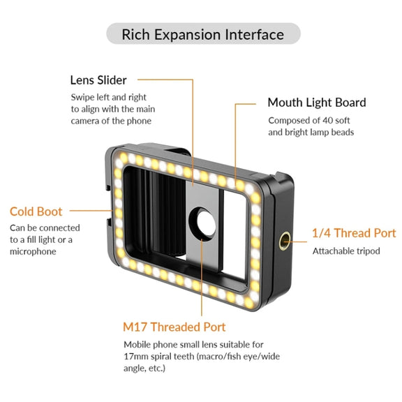 APEXEL  Multifunctional Fill Light Phone Clip With 1/4 Inch & M17 M37 Thread Tnterface APL-FL.23
