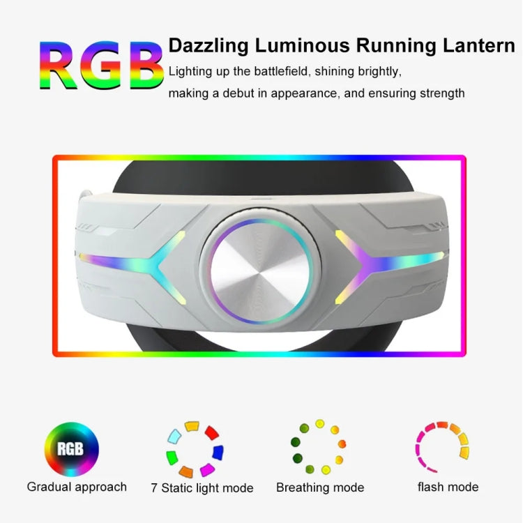 For Meta Quest 3 USB Rechargeable RGB Lighting Effect Adjustable Foldable Headset(Black)