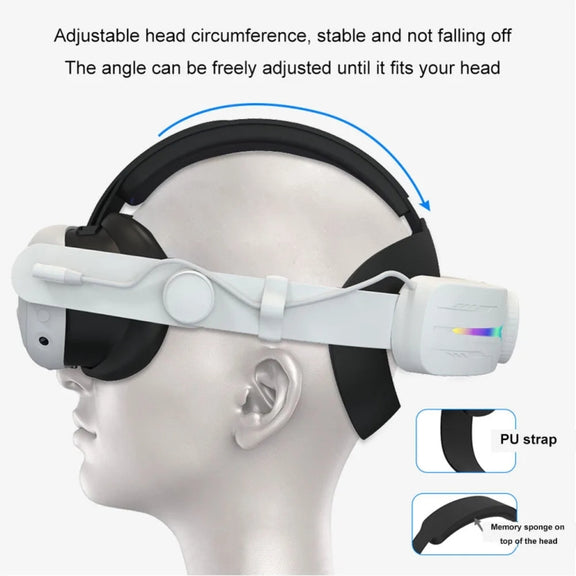 For Meta Quest 3 USB Rechargeable RGB Lighting Effect Adjustable Foldable Headset(Black)