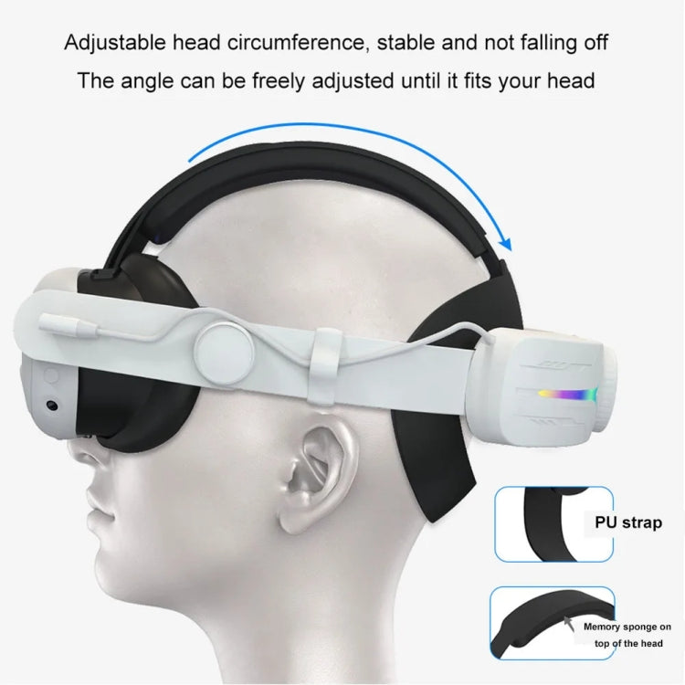 For Meta Quest 3 USB Rechargeable RGB Lighting Effect Adjustable Foldable Headset(Elite)