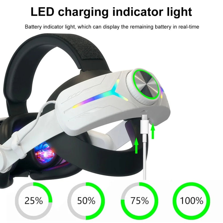 For Meta Quest 3 USB Rechargeable RGB Lighting Effect Adjustable Foldable Headset(Black)