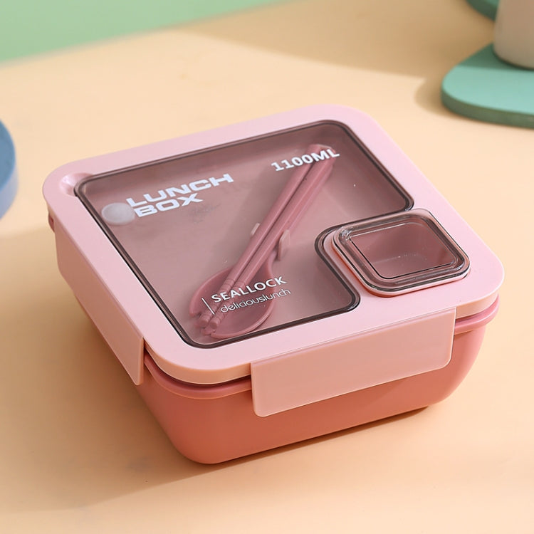Square Microwaveable Lunch Box Hermetic Bento Box with Spoon Chopsticks(Pink) - Cutlery Sets by PMC TechLife | Online Shopping South Africa | PMC TechLife