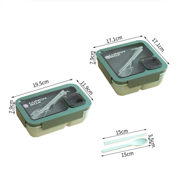 Square Microwaveable Lunch Box Hermetic Bento Box with Spoon Chopsticks(Blue) - Cutlery Sets by PMC TechLife | Online Shopping South Africa | PMC TechLife