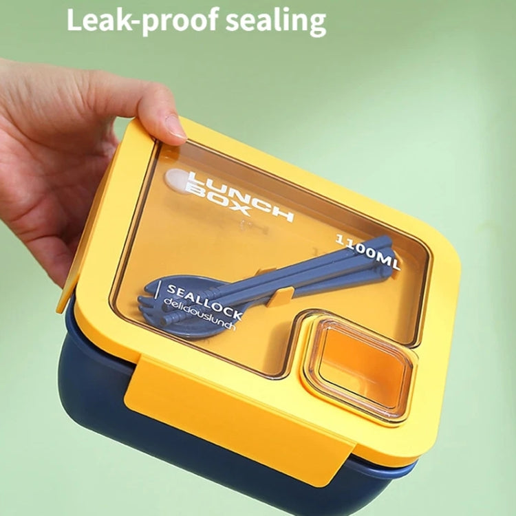 Square Microwaveable Lunch Box Hermetic Bento Box with Spoon Chopsticks(Blue) - Cutlery Sets by PMC TechLife | Online Shopping South Africa | PMC TechLife