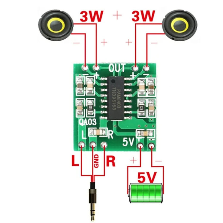 10pcs PAM8403 Mini 5V Digital Amplifier Board USB Power Supply Good Sound Effect, Specification: Module - Breadboard / Amplifier Board by PMC TechLife | Online Shopping South Africa | PMC TechLife