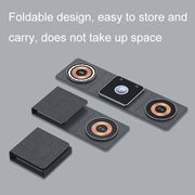 XH-X8 15W 3-in-1 MagSafe Foldable Mini Magnetic Mobile Phone Earphone Watch Wireless Charger(Black)