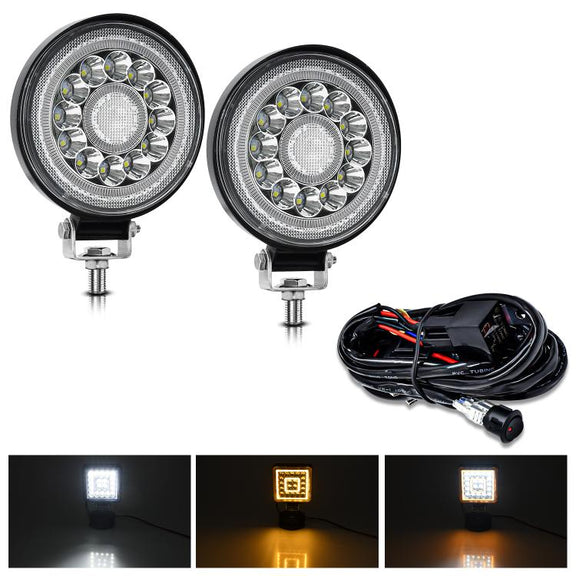 4 Inch Round Mixed Luminous Double-Circle Angel Eye Work Light(E10 1pair)