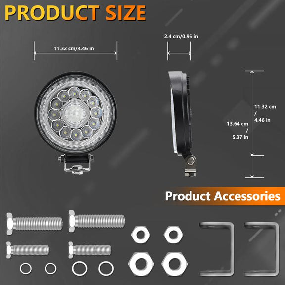 4 Inch Round Mixed Luminous Double-Circle Angel Eye Work Light(E10 1pair)