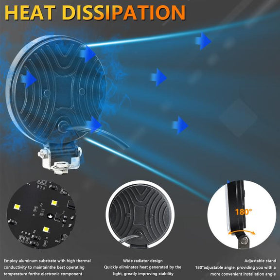 4 Inch Round Mixed Luminous Double-Circle Angel Eye Work Light(E10 1pair)