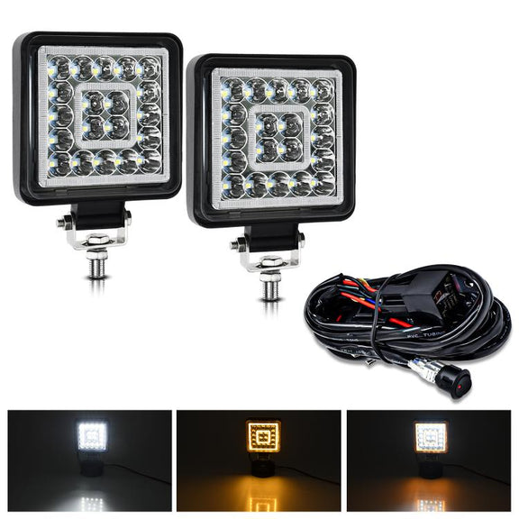 4 Inch Square Mixed Light Double-Circle Angel Eye Work Light(E10 1pair)
