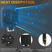 4 Inch Square Mixed Light Double-Circle Angel Eye Work Light(E10 1pair)