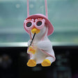 Car Cartoon Duck Rear View Mirror Interior Pendant(Drink Glasses Pink Hat Duck) - Ornaments by PMC TechLife | Online Shopping South Africa | PMC TechLife | Buy Now Pay Later Mobicred