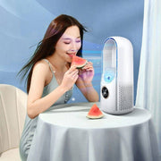 Desk Bladeless Humidification Electric Fan Six Gear Adjustable with LED Light Timing Function(White)