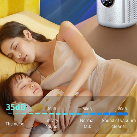 Desk Bladeless Humidification Electric Fan Six Gear Adjustable with LED Light Timing Function(White)