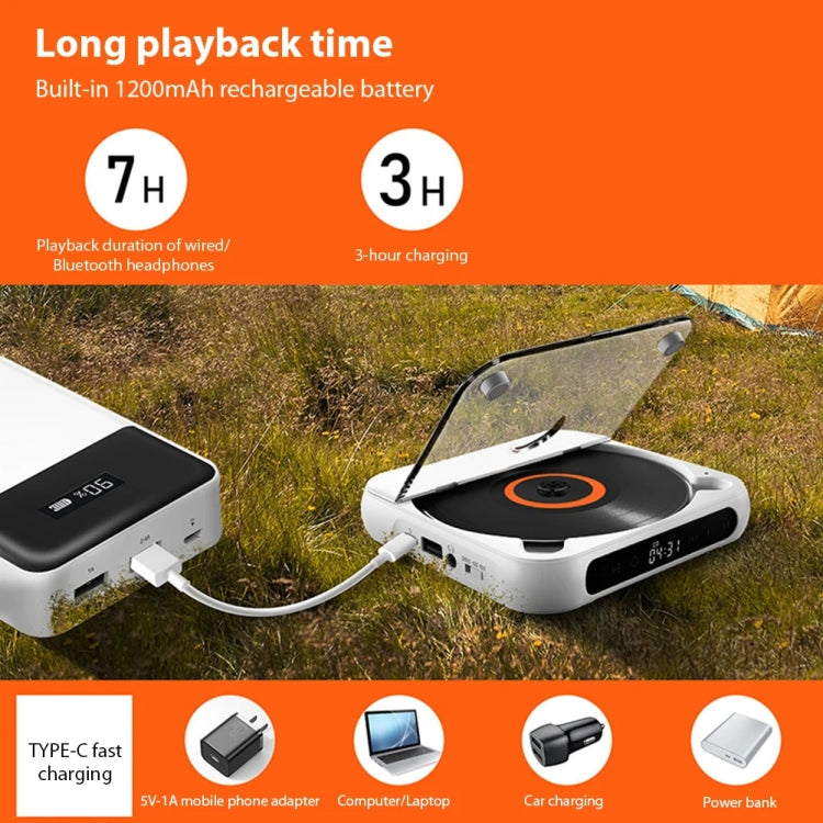 Kecag KC-918 Bluetooth CD Player Rechargeable Touchscreen Headphone Small Music Walkman(White)