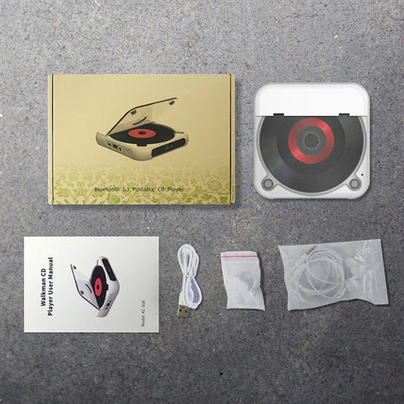 Kecag KC-918 Bluetooth CD Player Rechargeable Touchscreen Headphone Small Music Walkman(White)