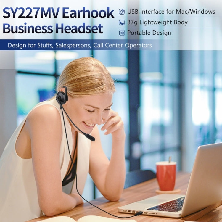SOYTO SY227 Single-side Operator Ear Hook Headset Corded Computer Headset, Interfaces: Separation USB Wire Control - Microphones & Headsets by SOYTO | Online Shopping South Africa | PMC Jewellery | Buy Now Pay Later Mobicred