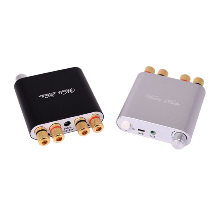 100W+100W Bluetooth Audio Digital Amplifier Board Module AUX USB External Sound Card(Silver)