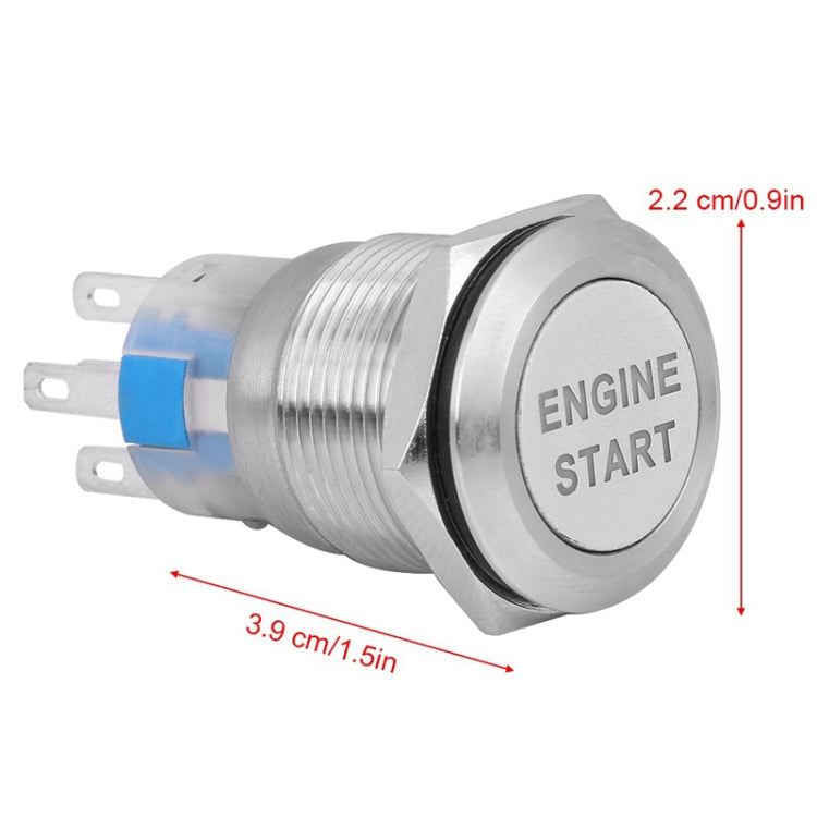 19MM Car Modification One-Button Start Switch Water-resistant LED Metal Button(Silver)