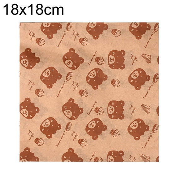 100sheets /Pack Bear Pattern Greaseproof Paper Baking Wrapping Paper Food Basket Liners Paper 18x18cm
